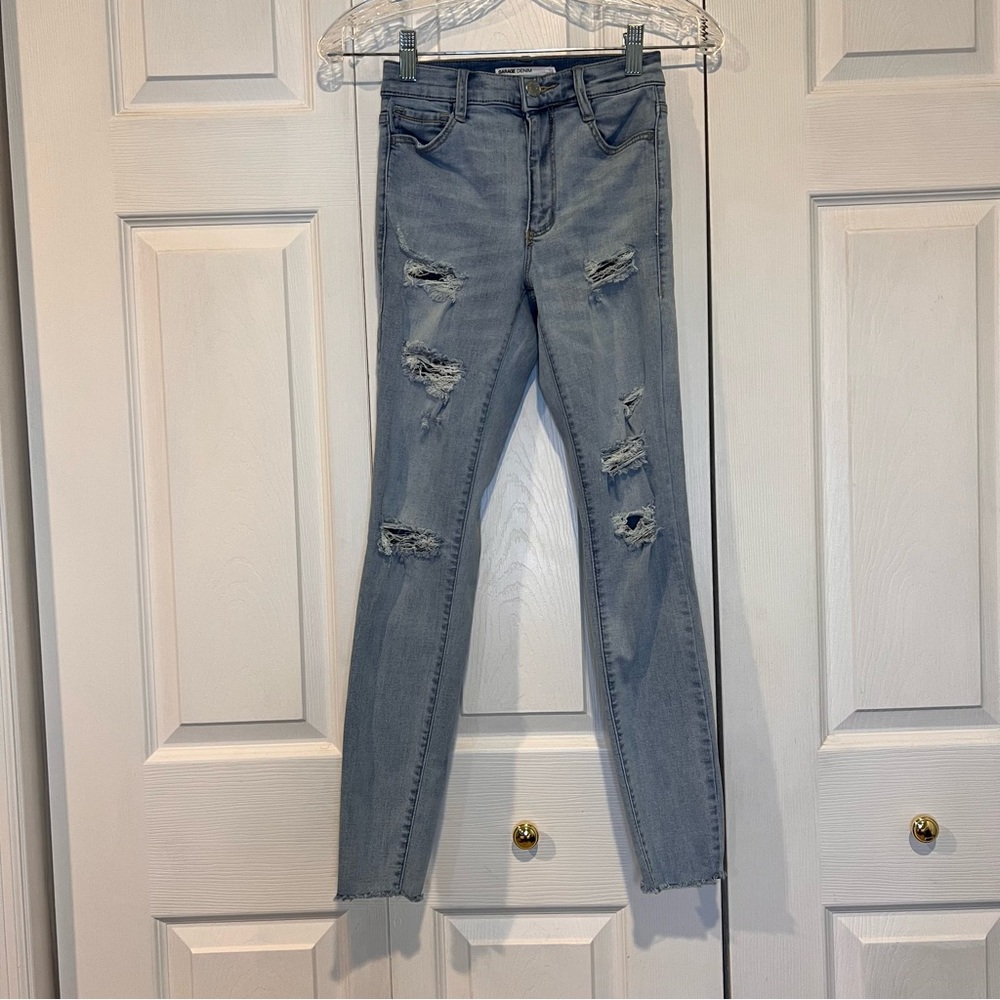 🍊 Garage High Rise Blue Denim Distressed Jeans - Size 00 / 23
